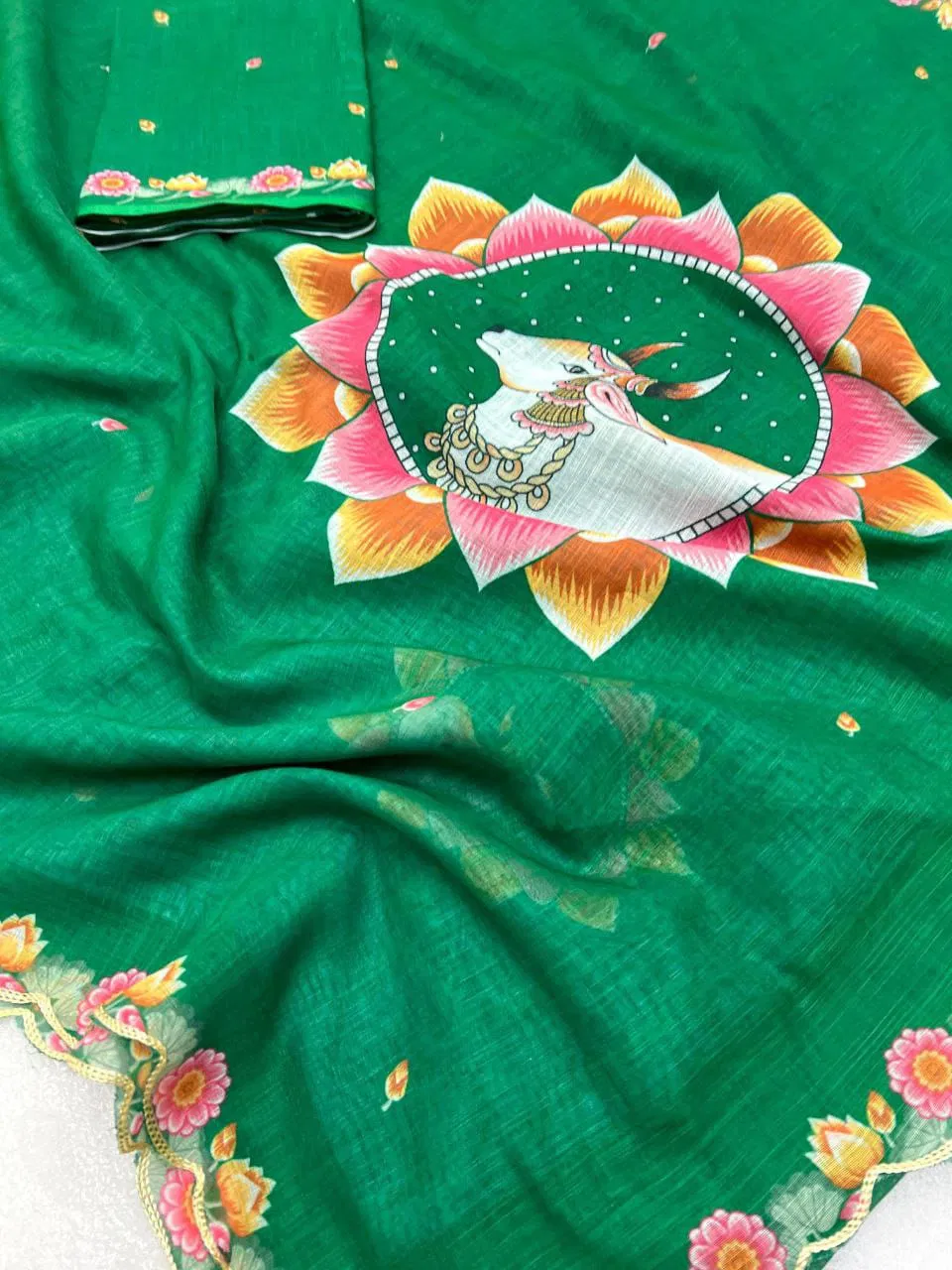 MG 541 Plain Linen Digital Printed Designer Wholesale Saree Suppliers In Mumbai